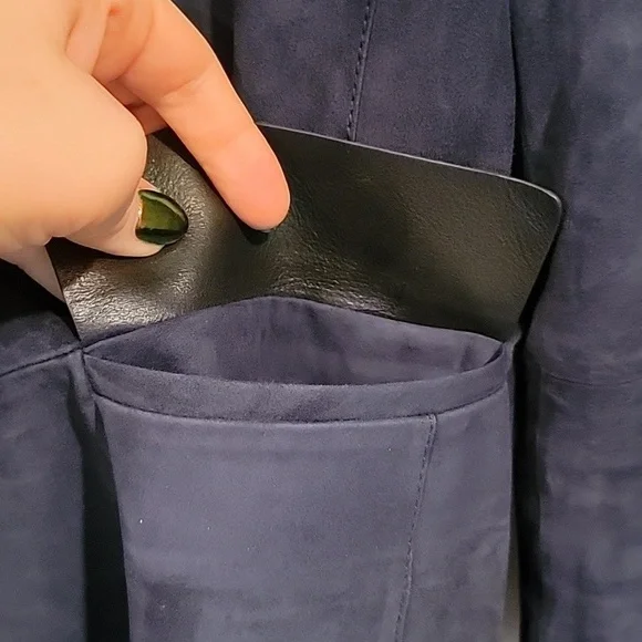 Layfette 148 Suede Leather Navy Blazer Jacket Size 8 - Picture 5 of 9